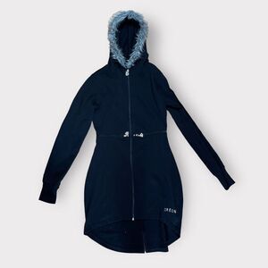 Dereon Medium‎ Hooded Sweatshirt Black Full Zip Long Sleeve Embroidered Y2k